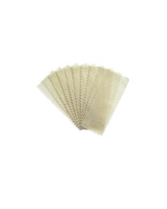 10 pieces of Satin Smooth Small Muslin Epilating Strips spread to feature their rectangular shape & side ridges