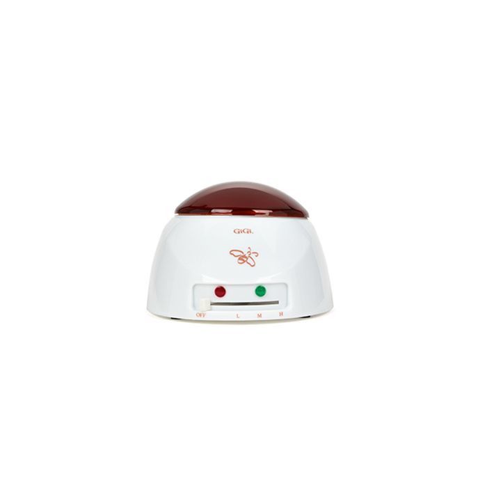Front view of GiGi 14 Ounce Wax Warmer with lid featuring its indicator lights and temperature control slider