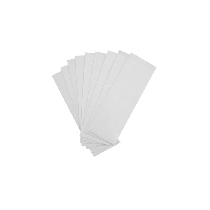 9 pieces of Satin Smooth Large Non-Woven Cloth Waxing Strips spread to feature their rectangular shape & straight edges