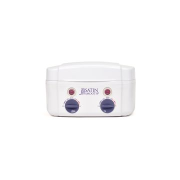 Wideview of a white professional wax heater with controller 
